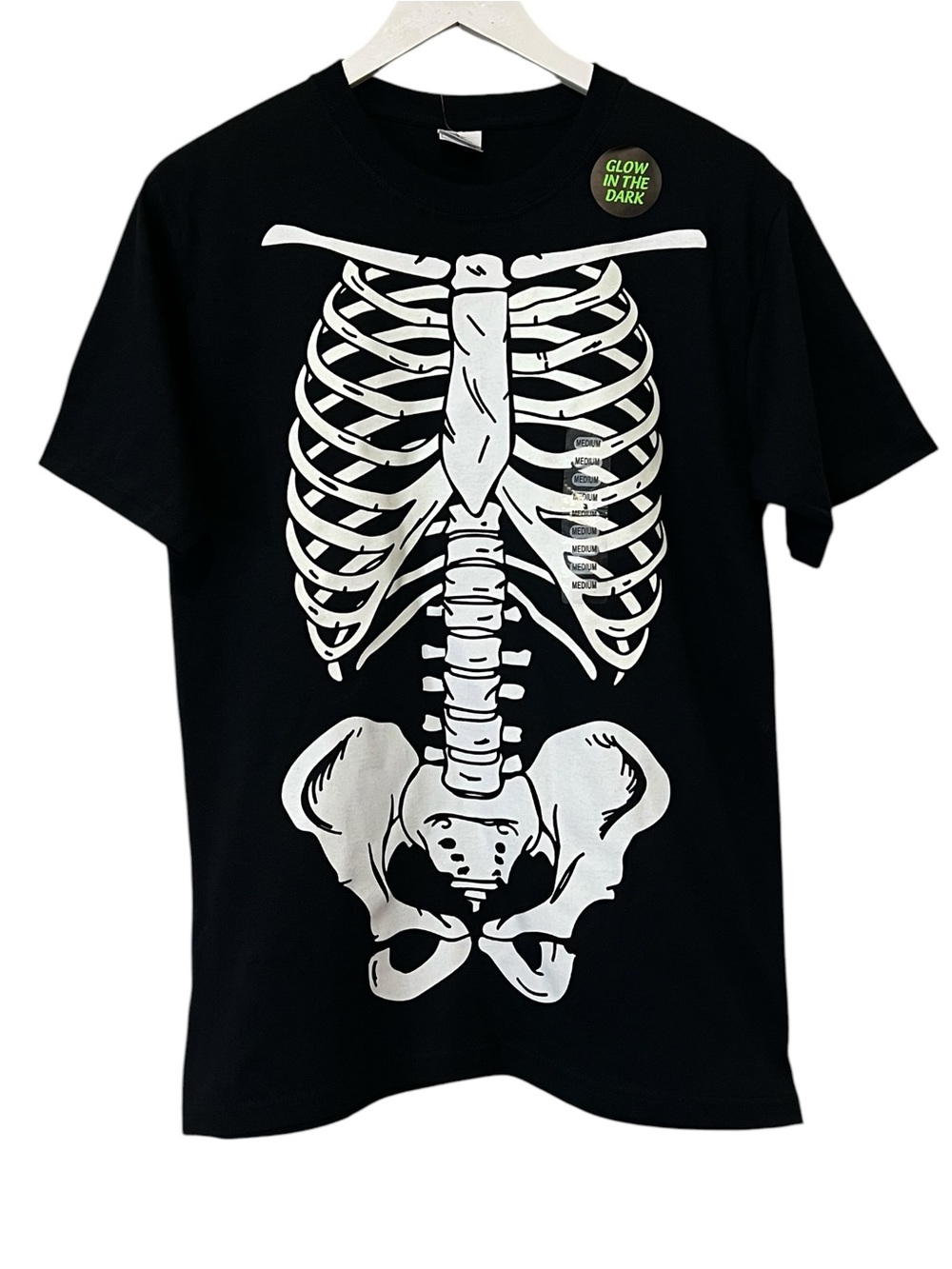 Yazbek Glow-in-the-Dark Skeleton T-Shirt, Black & White, Size‎ Medium